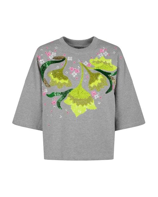Essentiel Antwerp Gray Hotanical Boxy Sweatshirt