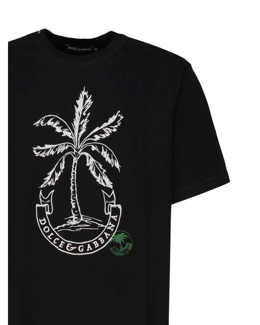 Dolce & Gabbana Black Banana Print Cotton T-shirt for men