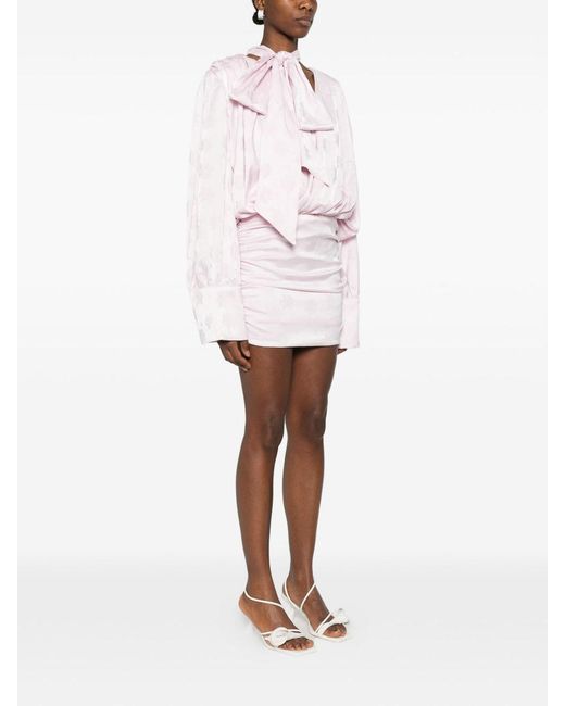 ROTATE BIRGER CHRISTENSEN Pink Short Blush Dress With A Bow