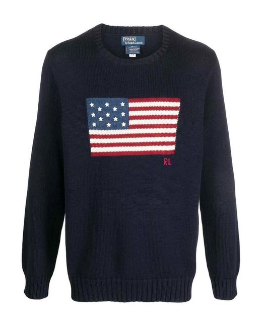 Polo Ralph Lauren Blue Flag Sweater for men