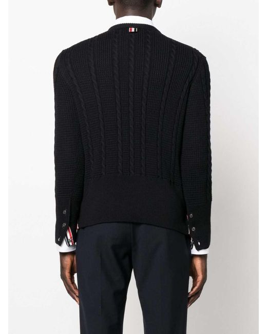 Thom Browne Black Striped Virgin Wool Shirt for men
