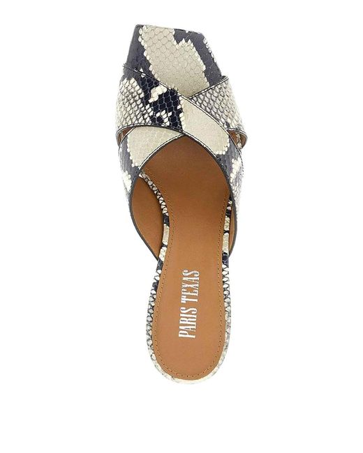 Paris Texas Metallic Mules Python Pattern