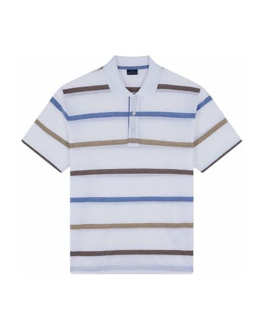 Paul & Shark Blue Jaspe 'Cotton Pole With Striped Motif for men