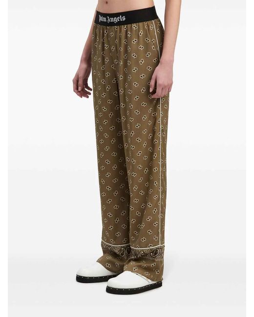 Palm Angels Green Logoed Trousers