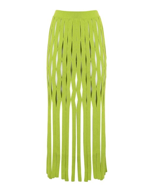 Liviana Conti Green Viscose Skirt With Ribbons