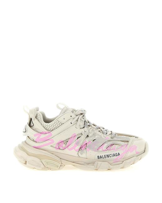 Balenciaga White Track Signature Sneakers