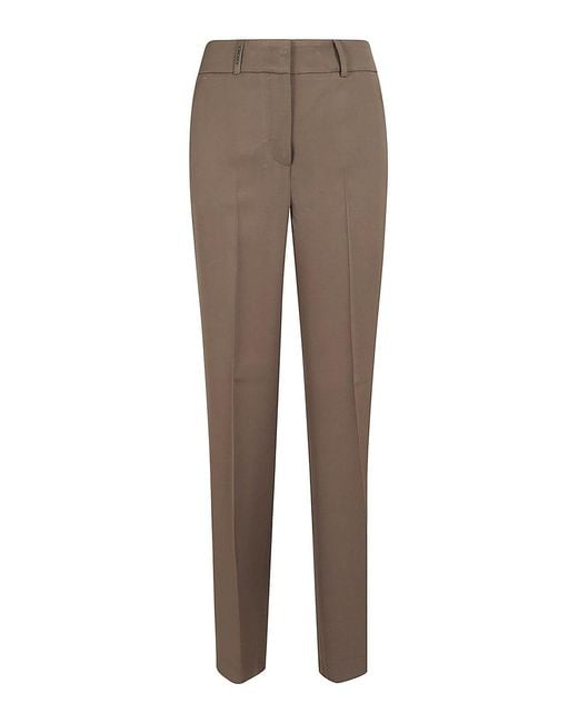 Peserico Brown Slim Fit Stretch Viscose Trousers