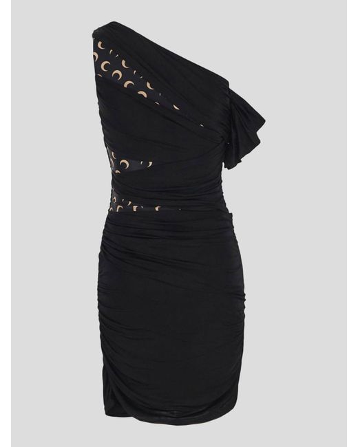 MARINE SERRE Black Draped Panels Mini Dress