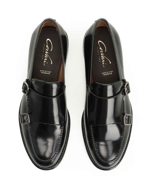 Corvari Black Double Buckle Moccasin for men