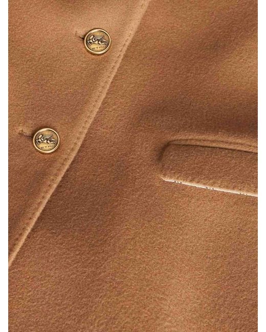 Etro Brown Coat With Engraved Logo