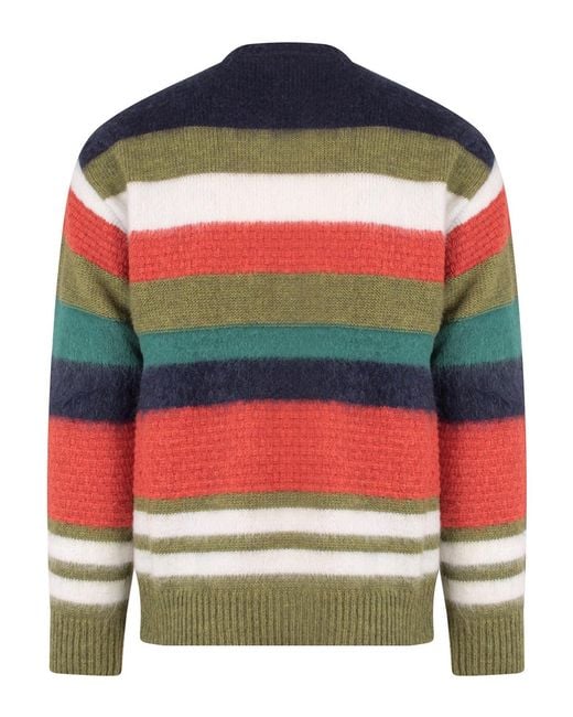 DSquared² Red Wool Blend Sweater With Striped Motif for men