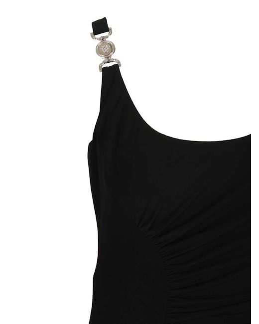 Versace Black Medusa Ruched Dress