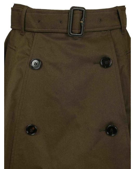 Burberry Green Midi Trench Skirt