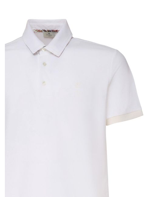 Etro White Polo Shirt With Embroidered Pegasus for men