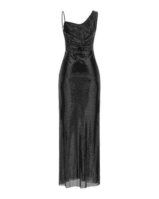 Self-Portrait Black Rhinestone Draped Maxi' Dress