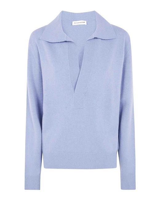 Victoria Beckham Blue Polo Collar Jumper
