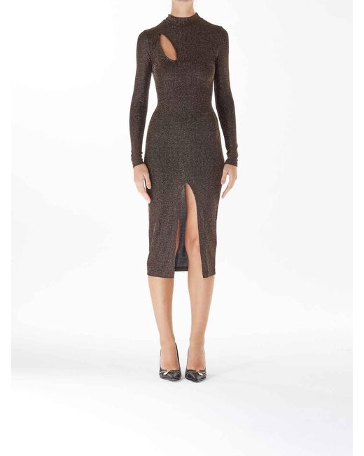 Just Cavalli Brown Long Sleeves Dress
