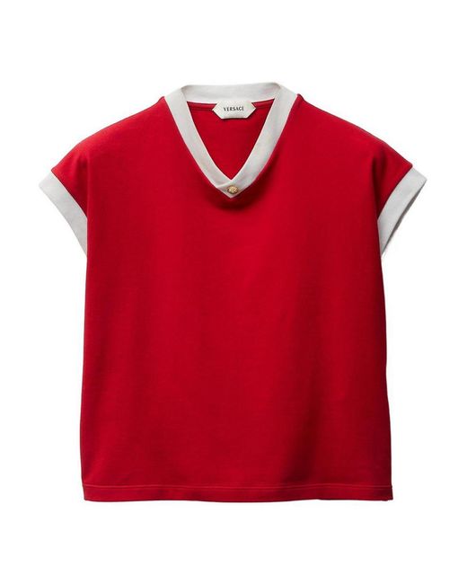 Versace Red Multicolor Cotton T