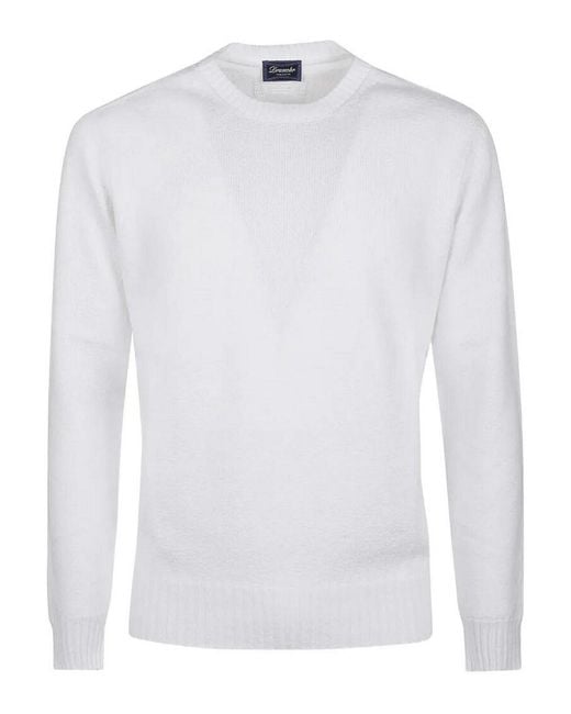 Drumohr White Long Sleeve Crew-Neck Sweater for men