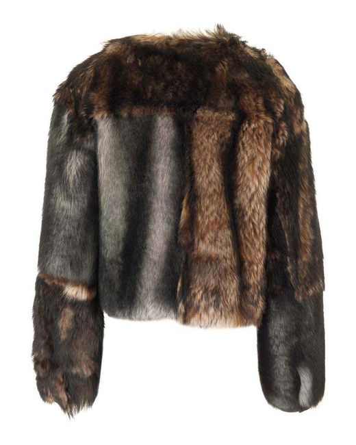DURAZZI MILANO Black Crewneck Fur Coat