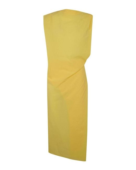 Jacquemus Yellow La Robe Drap Midi Dress