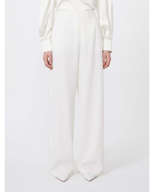 Max Mara White Pantalone Balta Bianco