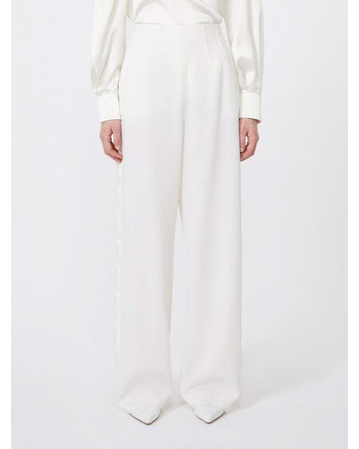 Max Mara White Pantalone Balta Bianco