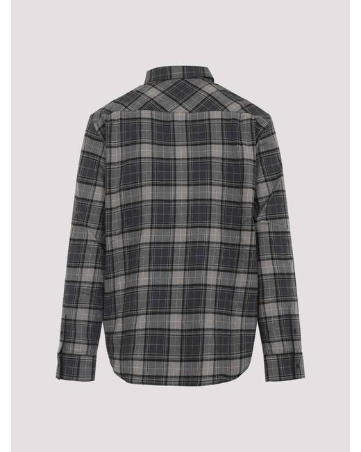 Off-White c/o Virgil Abloh Gray Off Spray Book Check Flan Reg Shirt for men