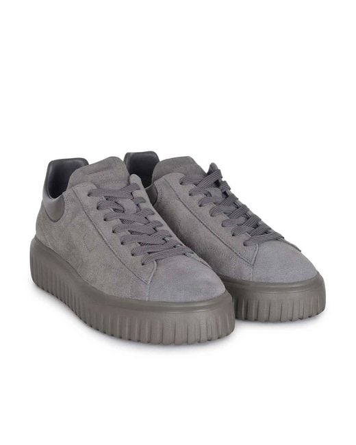 Hogan Gray Sneakers "H-Stripes" for men