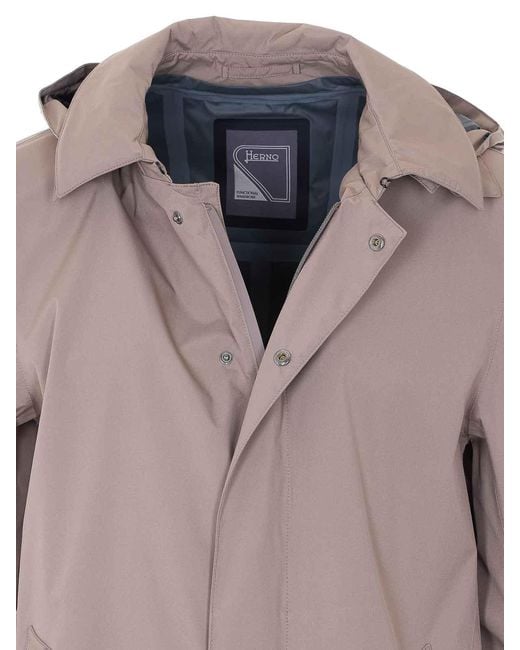 Herno Gray Raincoat for men