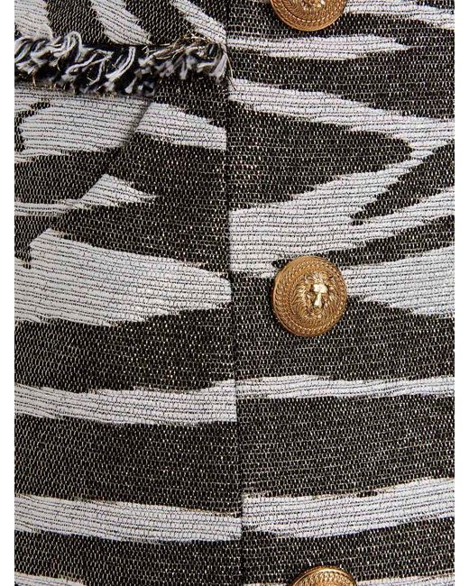 Balmain Gray Lurex Zebra Skirt
