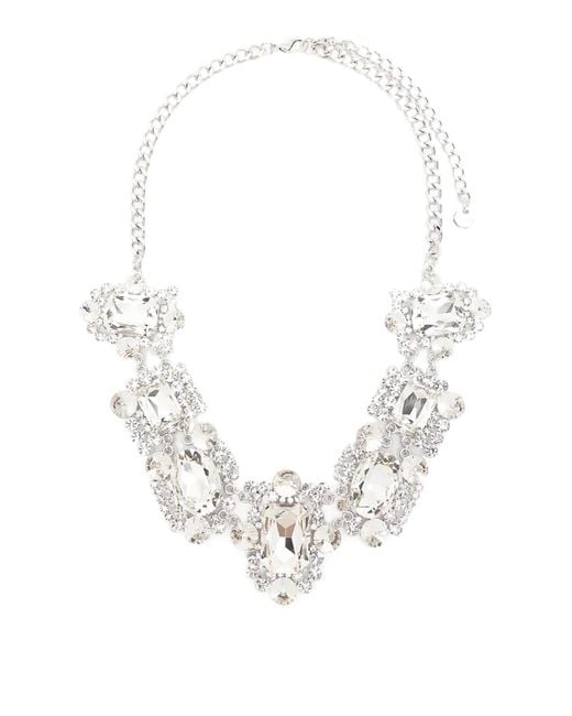 Self-Portrait White Crystal Cluster Necklace