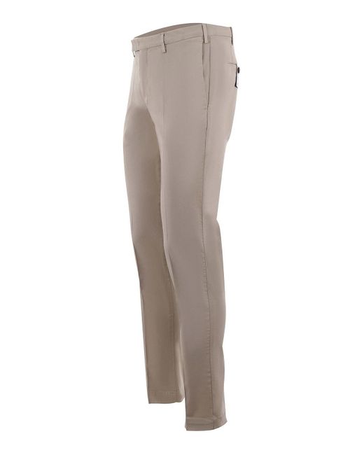 PT Torino Gray Cotton Casual Trousers for men