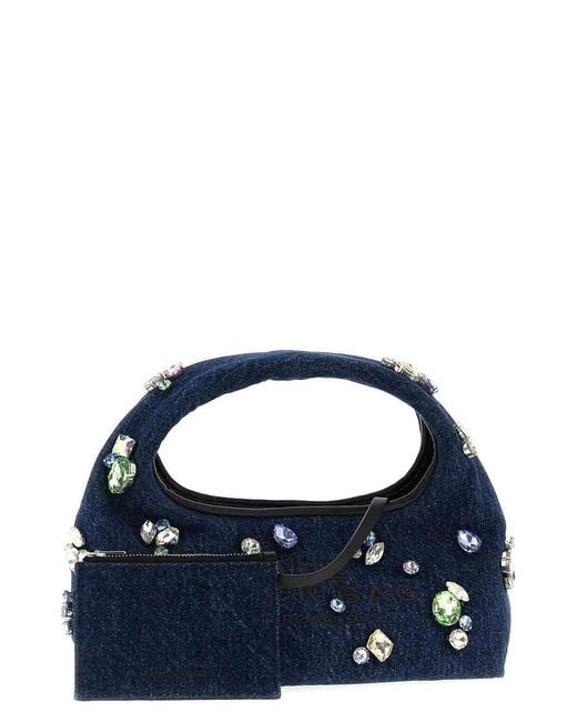 Marc Jacobs Blue The Gem Denim Mini Sack Handbag
