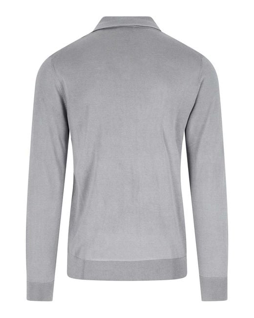 Ballantyne Gray Silk And Cashmere Polo Shirt for men