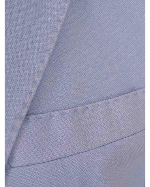 RUSSO CAPRI Blue Oxford Cotton Blazer for men