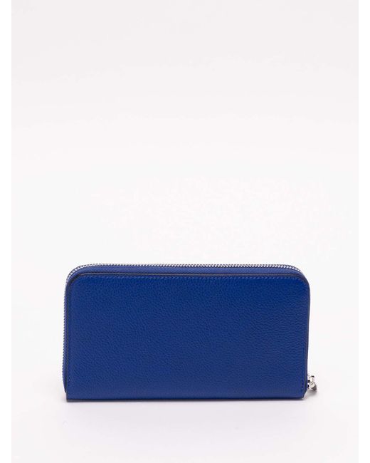 Ferragamo Blue `gancino Soft` Leather Continental Wallet