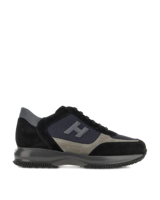 Hogan Black Suede And Smooth Leather Interactive Sneakers for men
