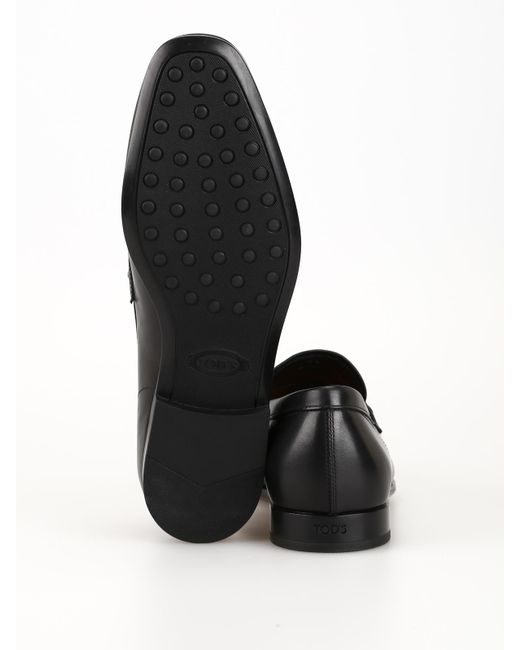 Tod's Black Smooth Leather Loafers for men
