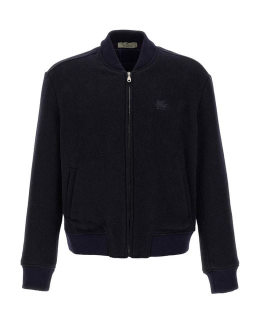 Etro Blue Pegaso Bomber Jacket for men