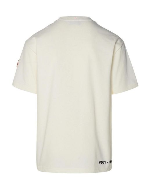 Moncler White Ivory Cotton T-shirt for men