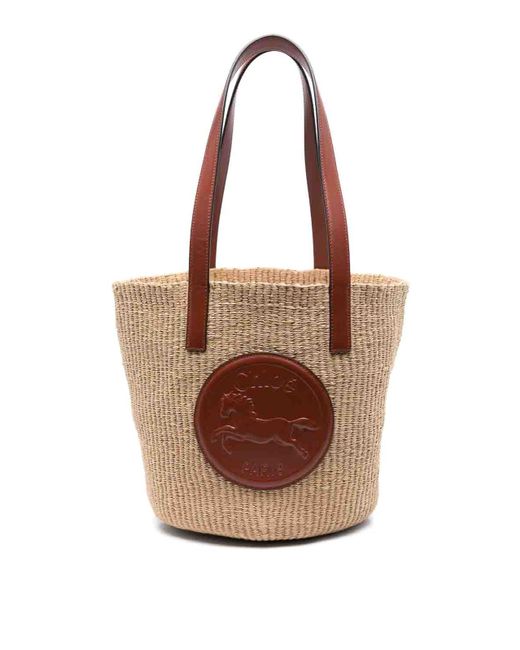 Chloé Brown Horse Medal Large Basket Bag
