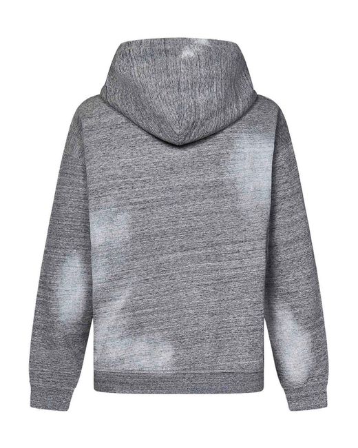 DSquared² Gray Brushed Cotton Fleece Hoodie for men