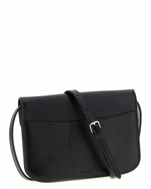 Lemaire Black Soft Tab Wallet Crossbody Bag for men