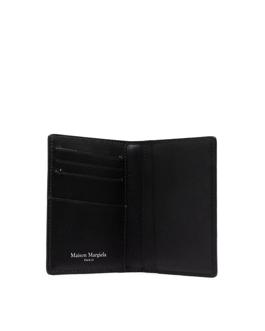 Maison Margiela Black Logo-Print Leather Wallet for men