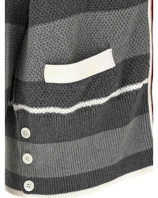 Thom Browne Gray Striped Cardigan for men