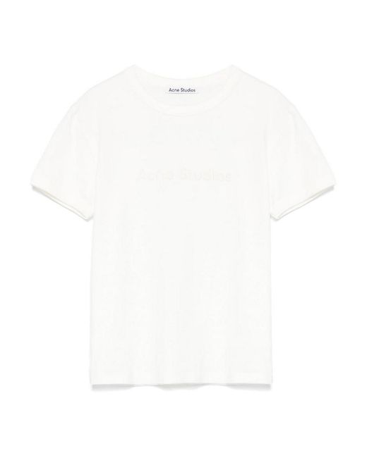 Acne White Logo Cotton T-Shirt