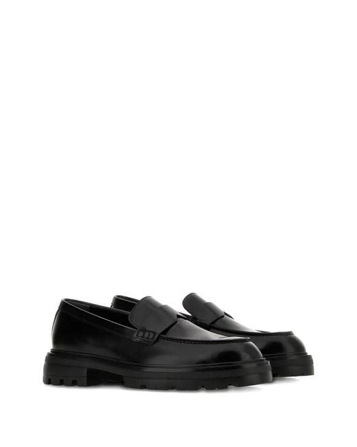 Hogan Black H673 Leather Loafers for men