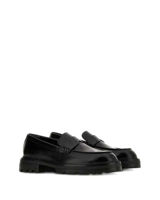Hogan Black H673 Leather Loafers for men