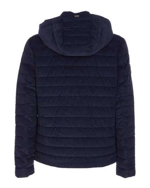 Herno Blue Down Quilted Hooded Puffer Jacket for men